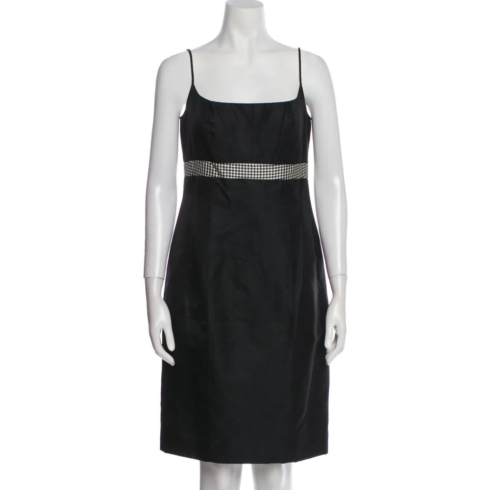 Donald Deal Black Square Neckline Knee-Length Spaghetti Strap Dress Size S